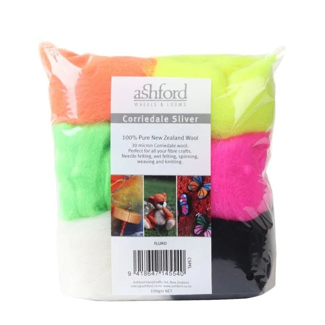 Ashford Corriedale Sliver Packs - Ashford Fluro - The Little Yarn Store