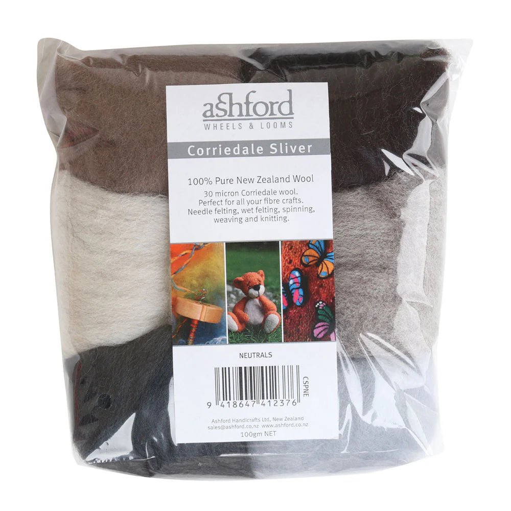 Ashford Corriedale Sliver Packs - Ashford Neutrals - The Little Yarn Store