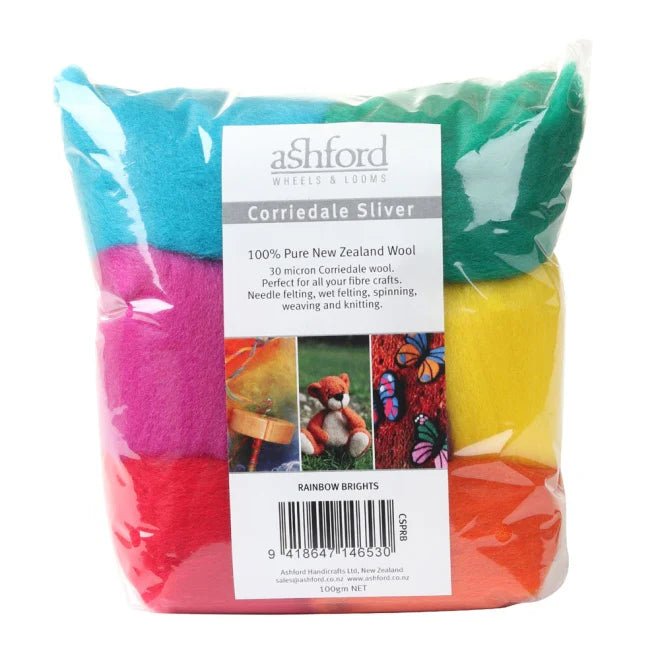 Ashford Corriedale Sliver Packs - Ashford Rainbow Brights - The Little Yarn Store