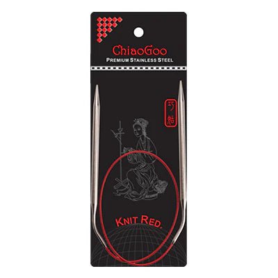 ChiaoGoo Knit Red Stainless Steel Fixed Circular Needles - ChiaoGoo 23 cm - The Little Yarn Store