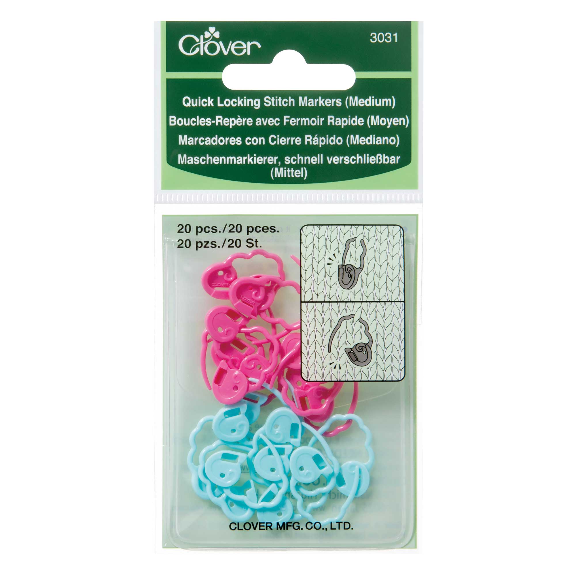 Clover Quick Locking Stitch Markers - Clover Medium - The Little Yarn Store